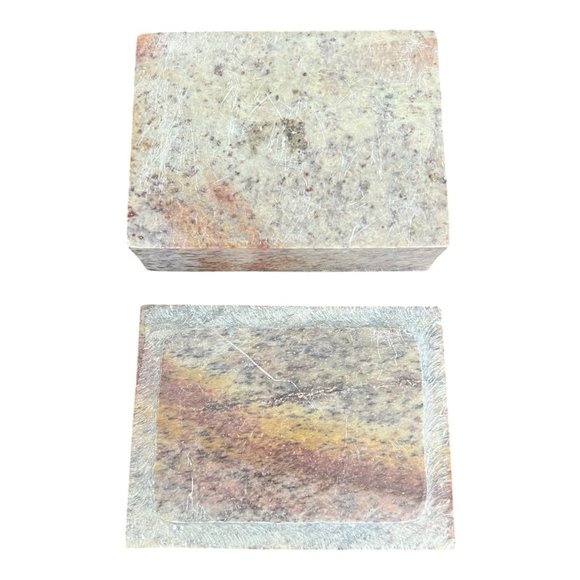 Handcrafted Stone Trinket Box With Bear, Paw Print Design Rectangular Multicolor - Picture 3 of 7